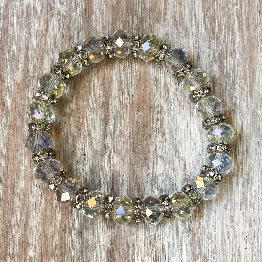 Chico’s Crystal and Silver Stretch Bracelet